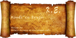 Kovács Ervin névjegykártya