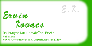 ervin kovacs business card